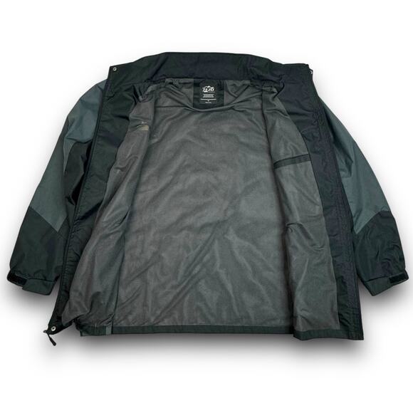 TEZO Mens Windbreaker Rain Jacket Water Resistant Removable Hood Black Gray XL - Picture 10 of 12